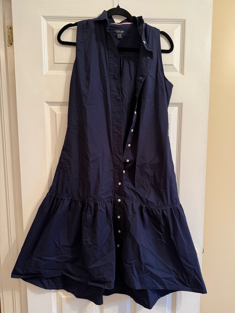 U.S. Polo Assn. Navy Button-Front Midi Dress